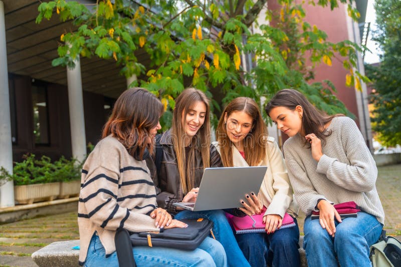 Students collaborating on campus