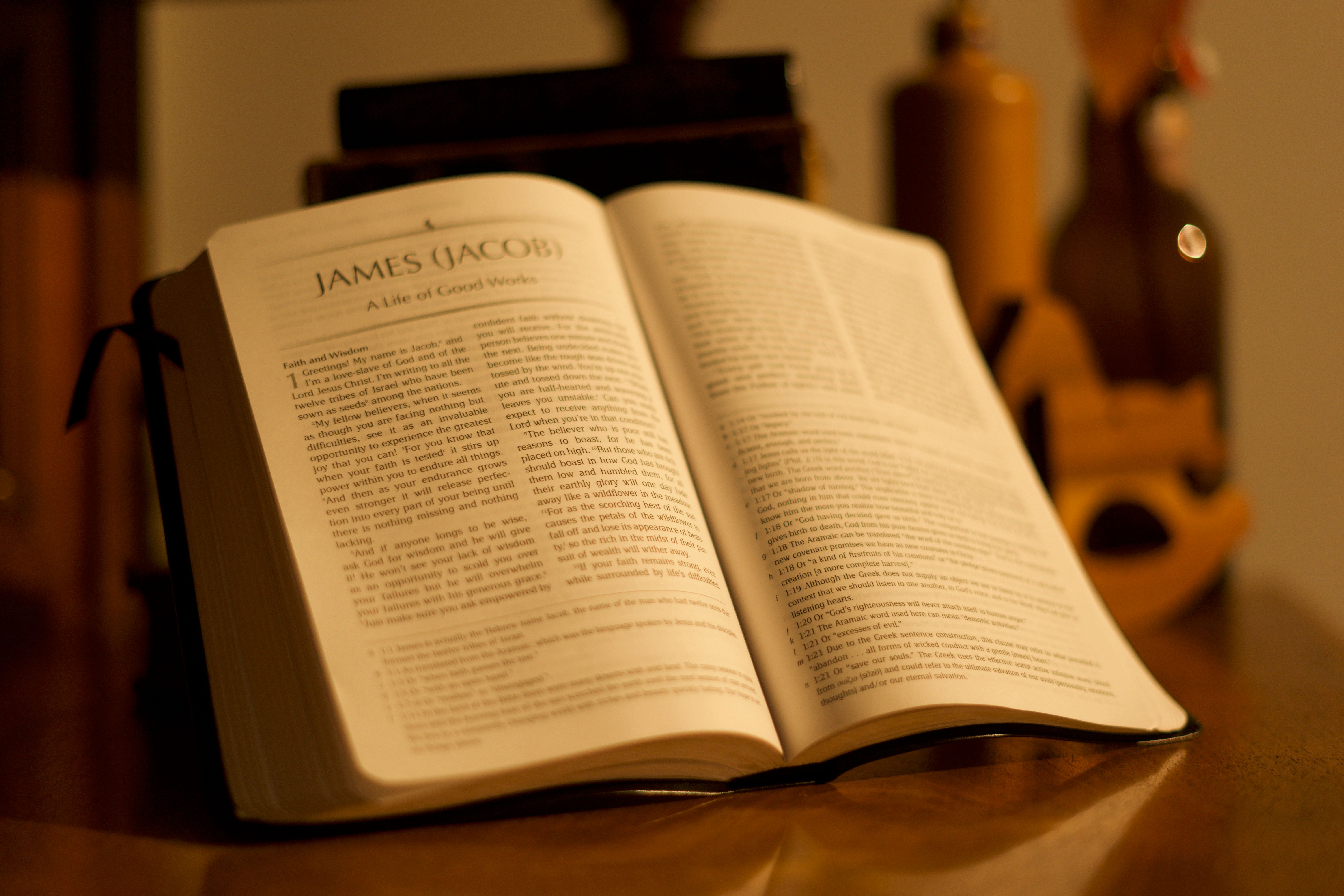 Open Bible with study notes